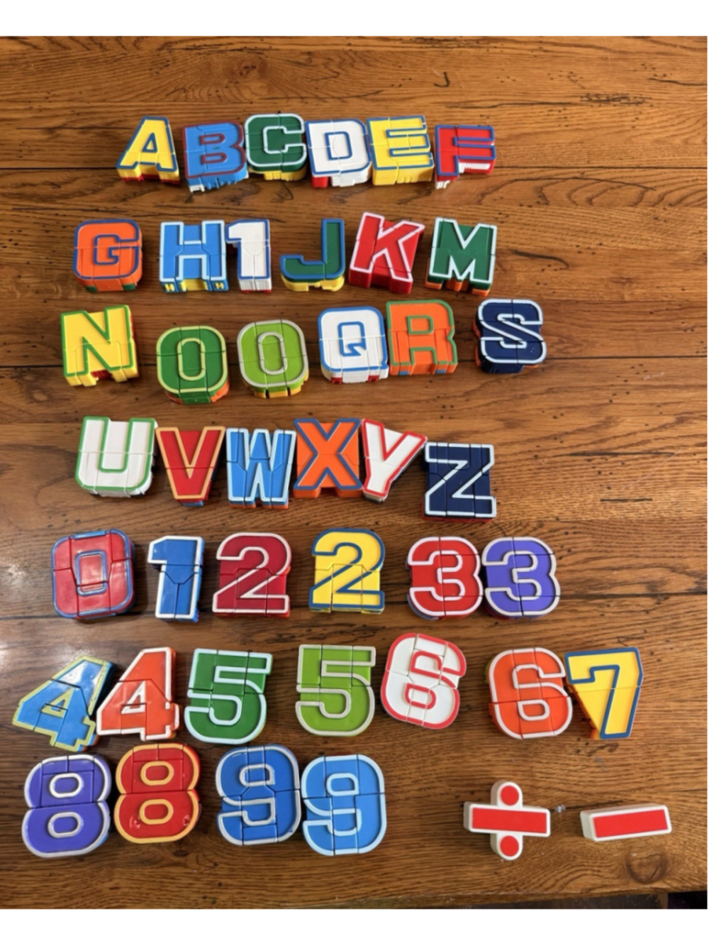 Alphabet Transforming Robot Toys Lot Letters Numbers A-Z 1-9 Not Complete
